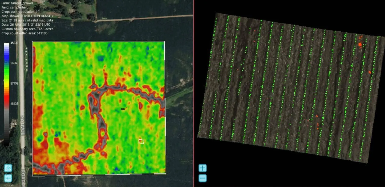 Multispectral plant population data
