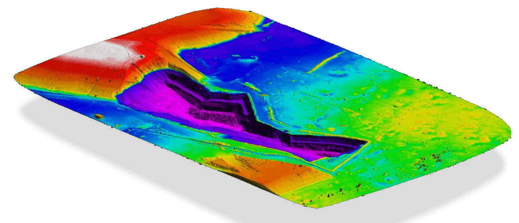 Digital 3D terrain model captured using PPK precision aerial mapping drone