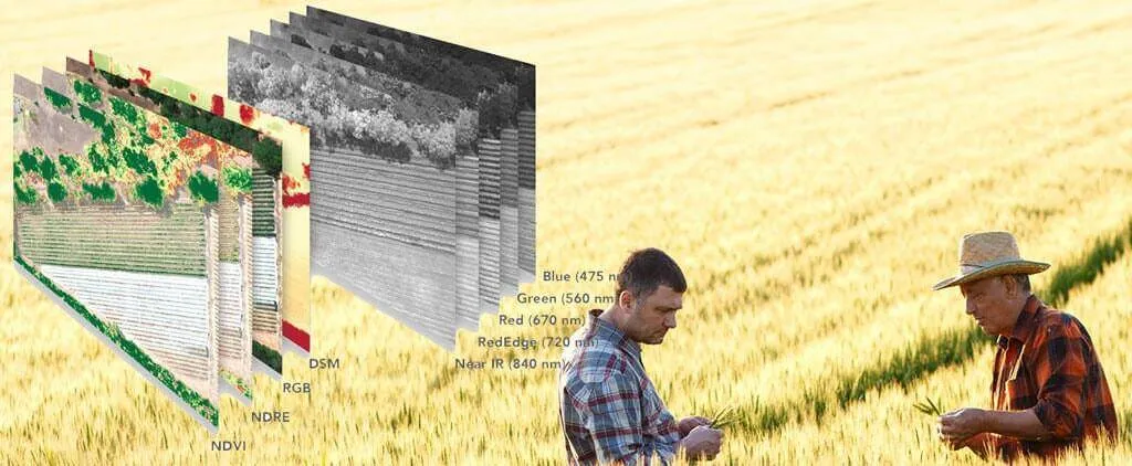 Multispectral mapping analyses crop health across five spectral bands